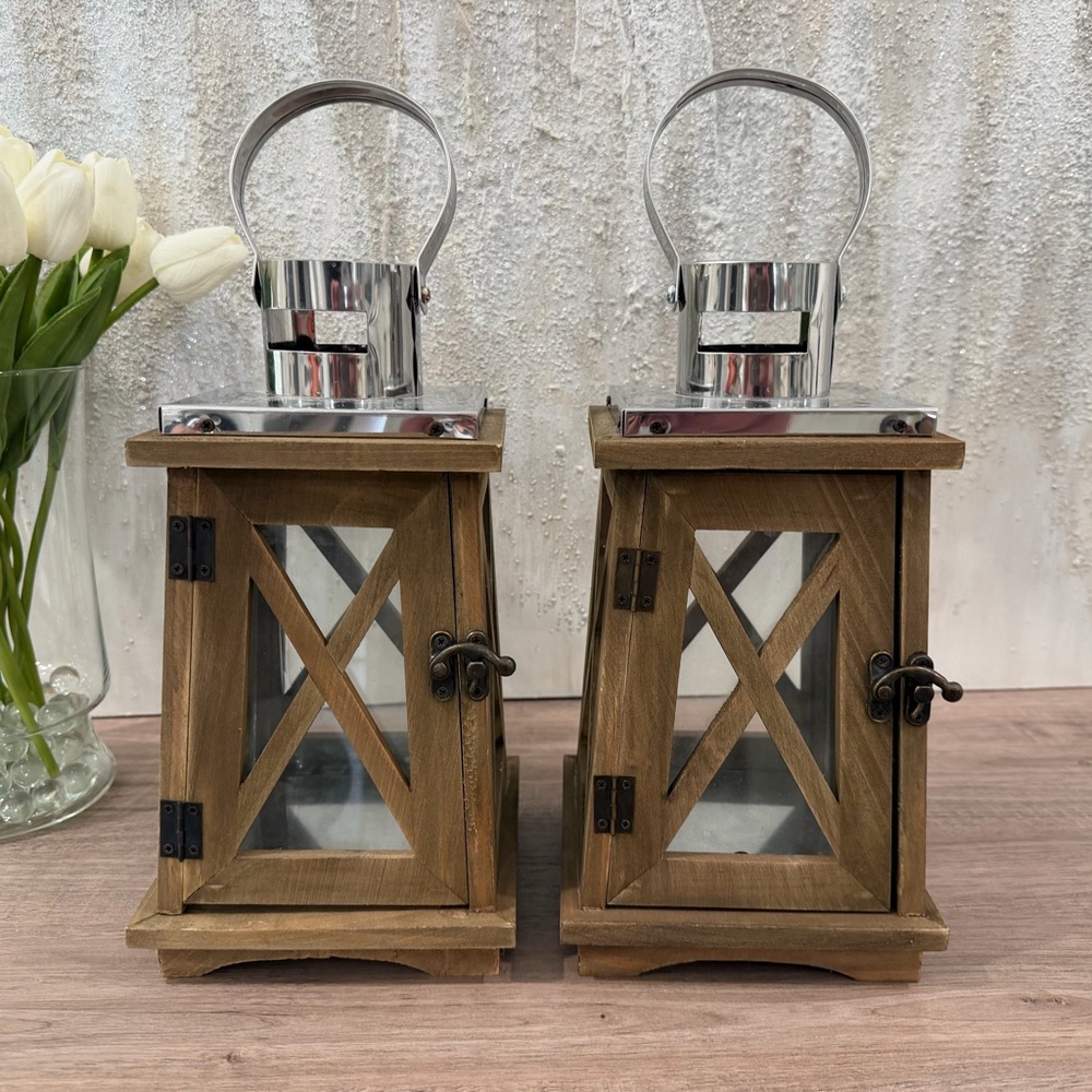 Hobby Lobby Rustic Brown Lantern Set - Picture 2 of 9